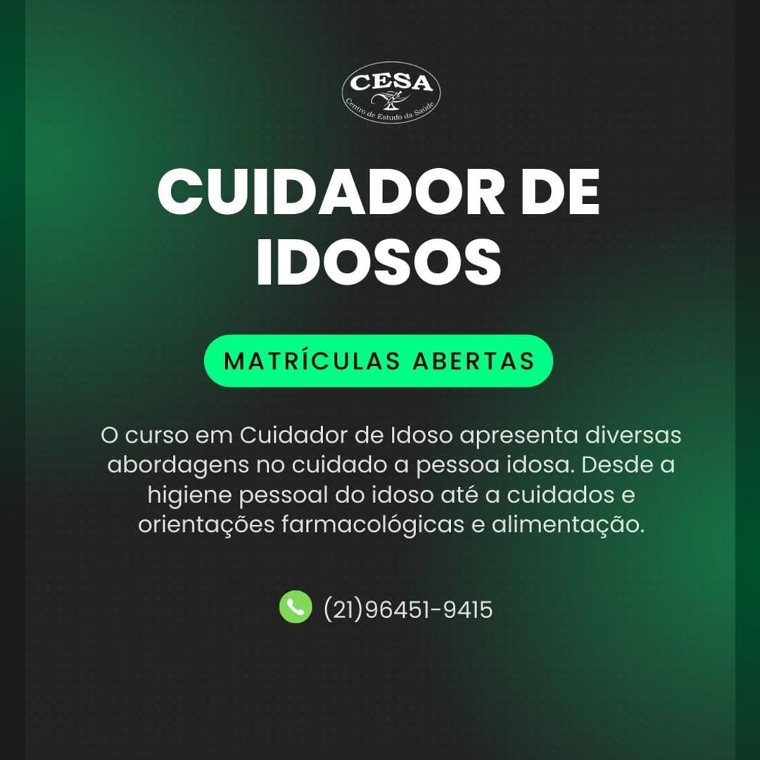 Curso de cuidador de idosos do CESA Itaipu em Niterói